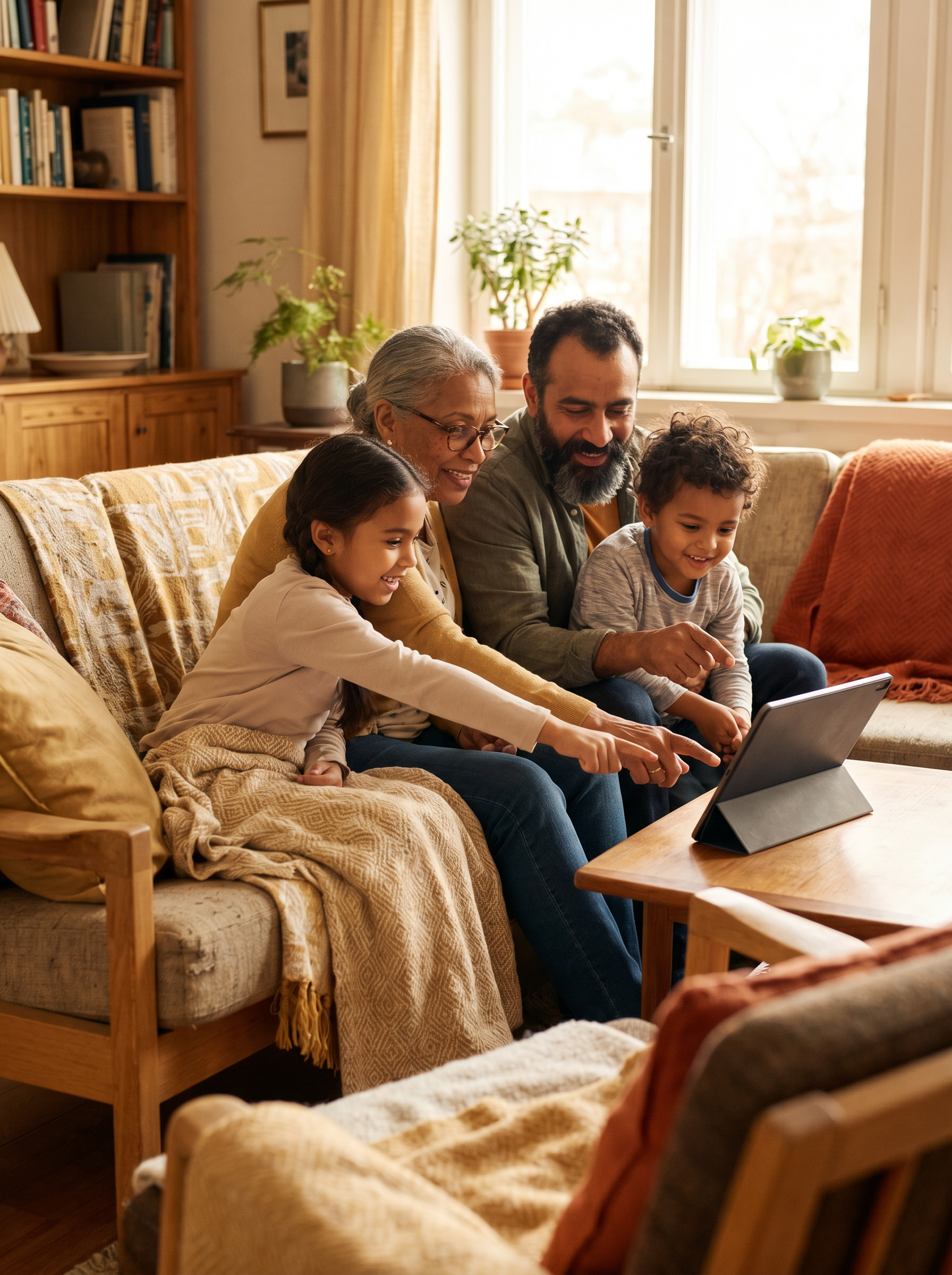 A family learning together with Agape AI